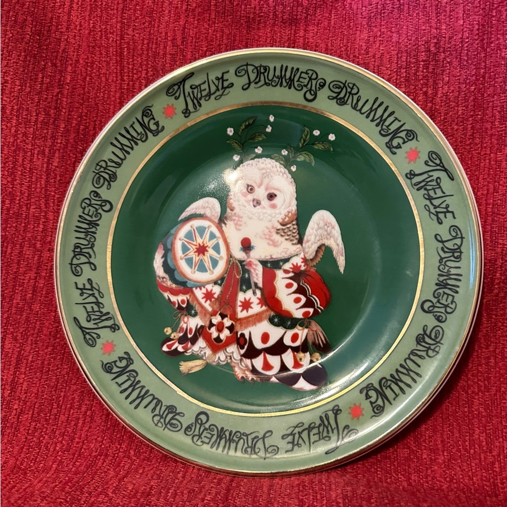 Anthropologie 12 Days Of Christmas Plates  # 12 Twelve Drummers Drumming, NWT